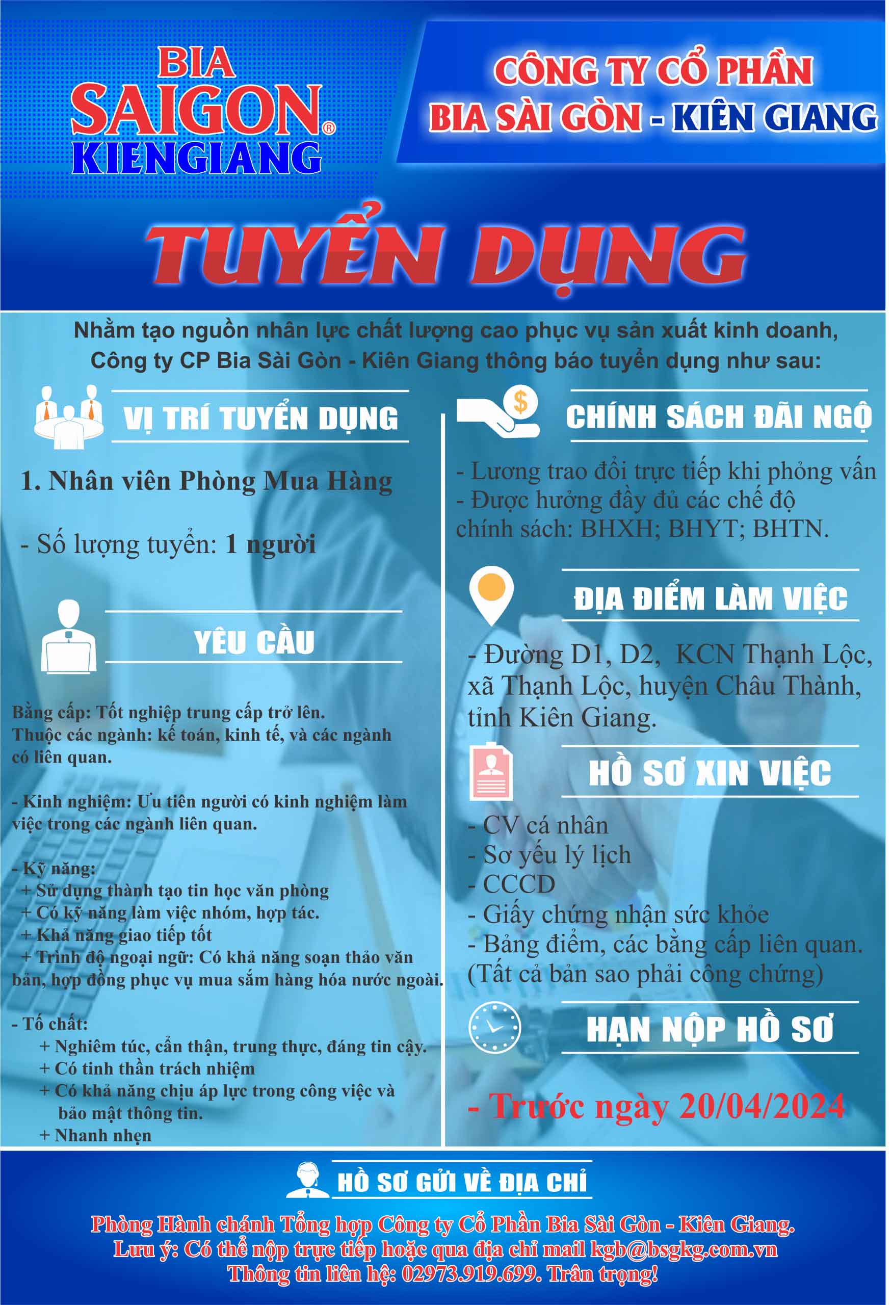 Tuyển dụng nhân viên phòng Mua hàng